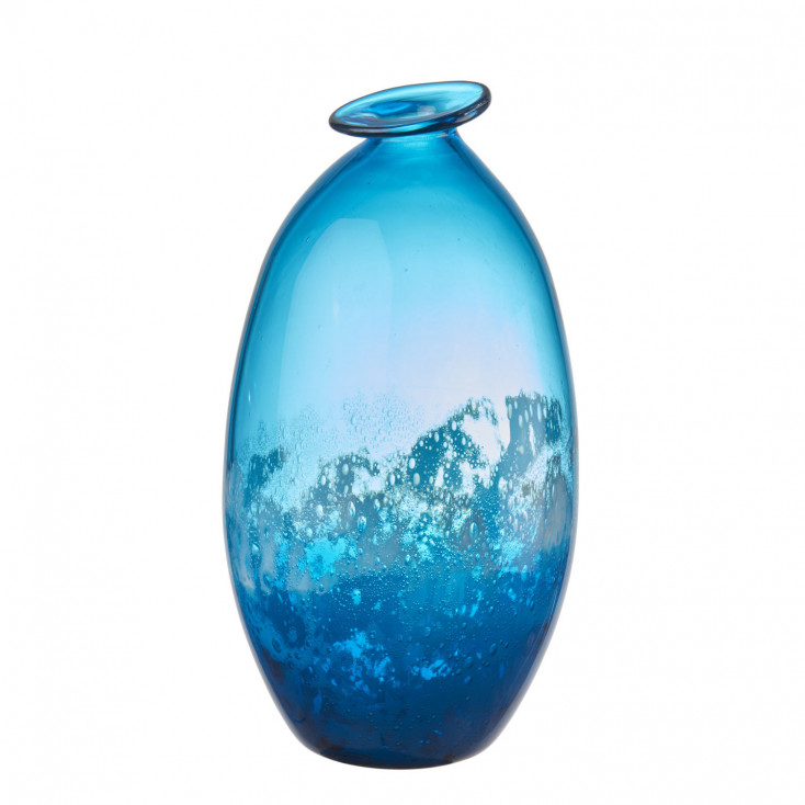 Vaso alto in vetro svasato e decorato a mano