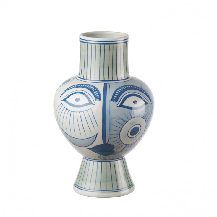 Vaso basso in ceramica decorato a mano