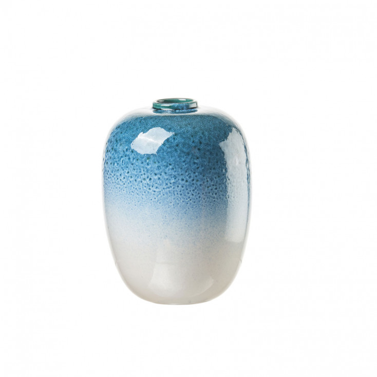Vaso in ceramica basso interamente decorato a mano