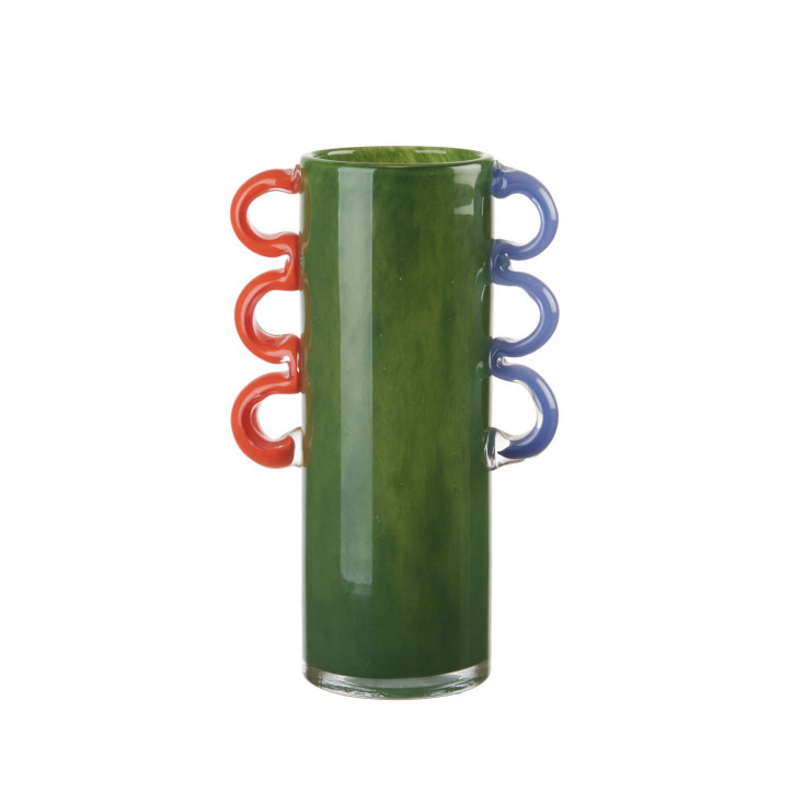 Vaso in vetro alto con manici dal design moderno