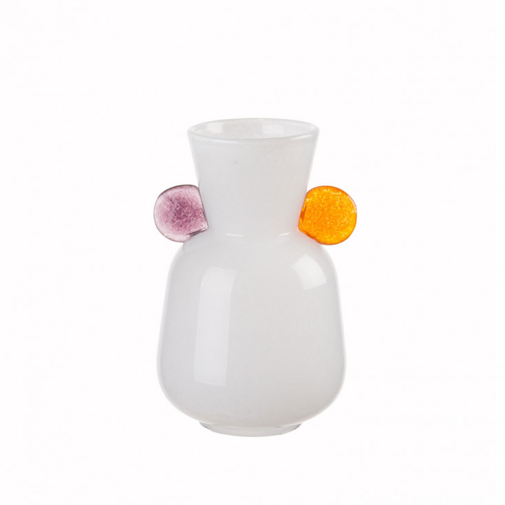 Vaso in vetro largo decorato a mano