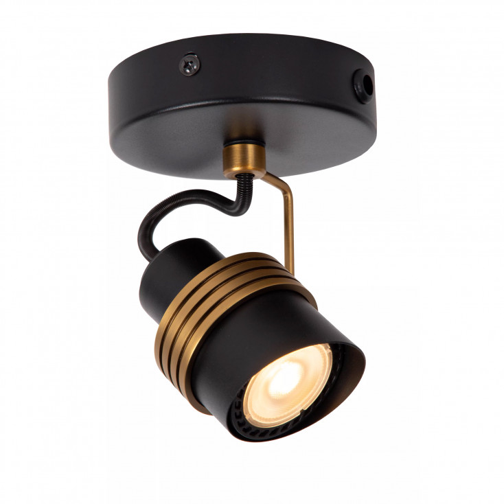 Faretto da soffitto dalle linee moderne in metallo con diffusore orientabile