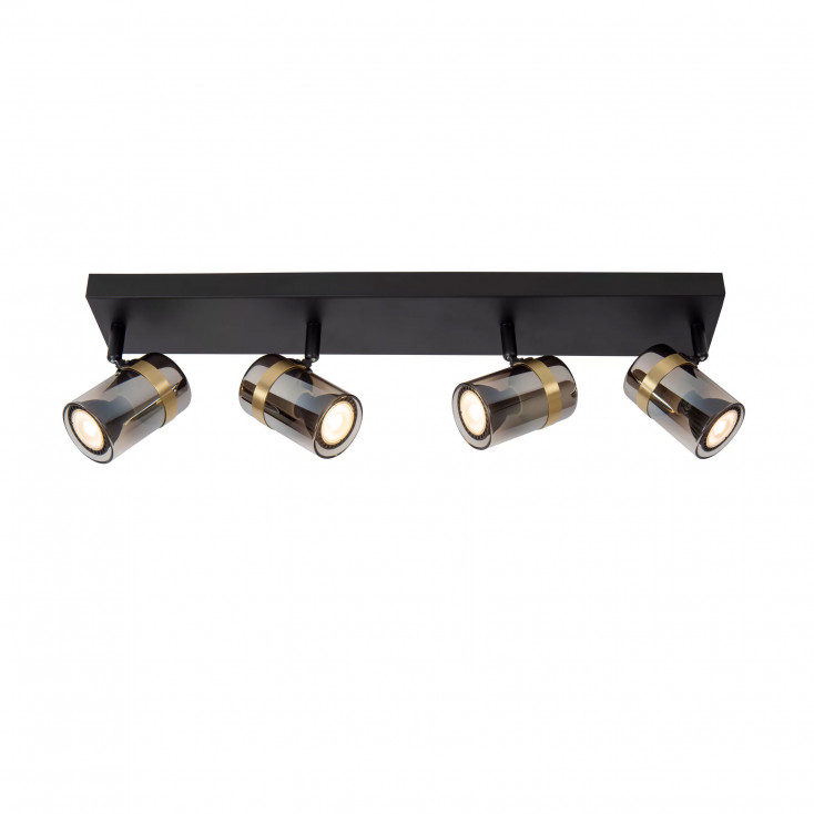 Faretto da soffitto in metallo e quattro diffusori orientabili in vetro
