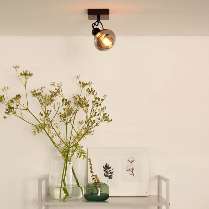 Faretto da soffitto moderno in alluminio con diffusore orientabile in vetro