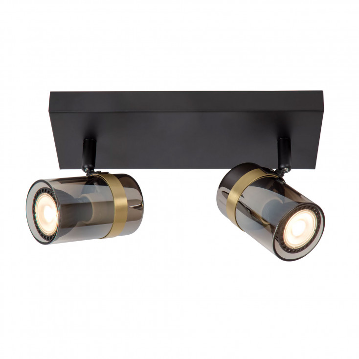 Faretto da soffitto struttura in metallo e doppio diffusore orientabile in vetro