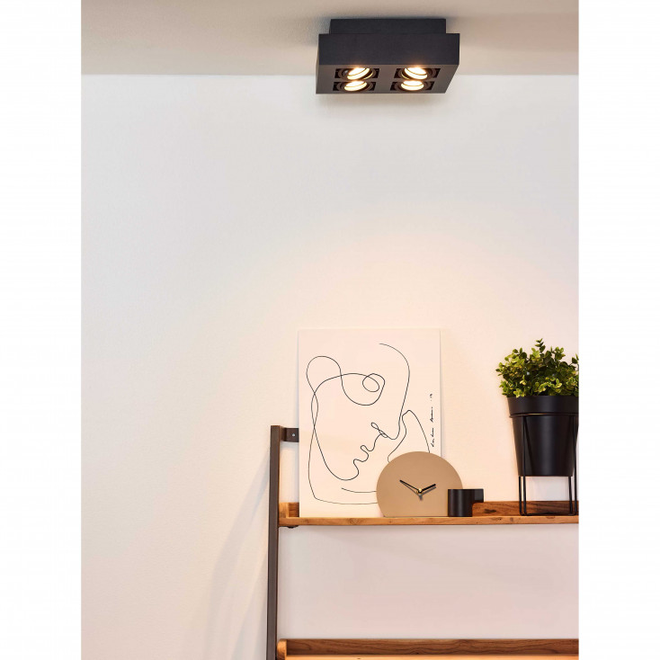 Faretto in alluminio dal design moderno con 4 diffusori LED orientabili