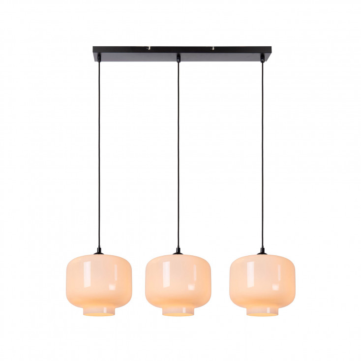 Lampada a sospensione con 3 diffusori lineari in vetro dal design moderno