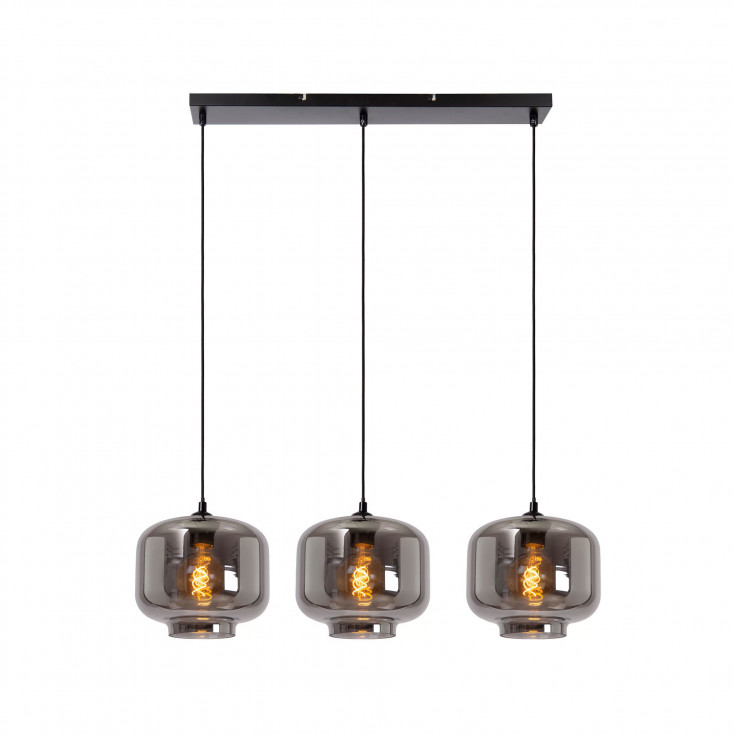 Lampada a sospensione con 3 diffusori lineari in vetro dal design moderno