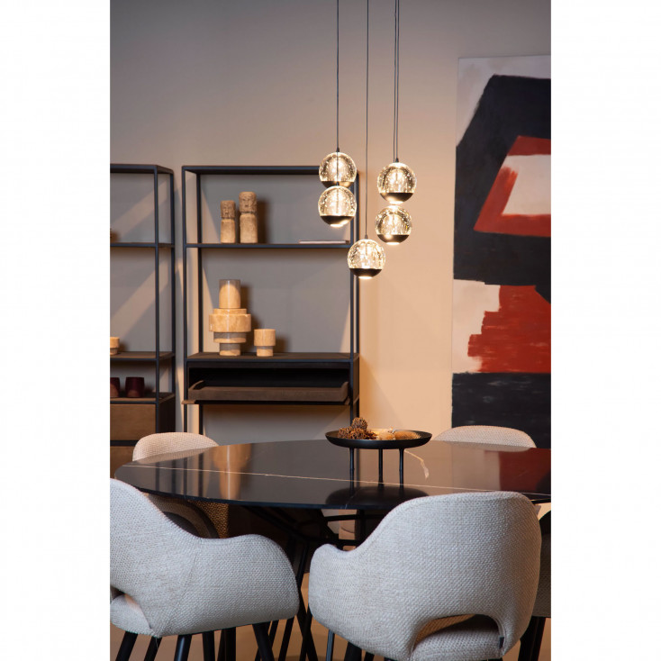 Lampada a sospensione con 5 diffusori in vetro a LED dimmerabile design moderno
