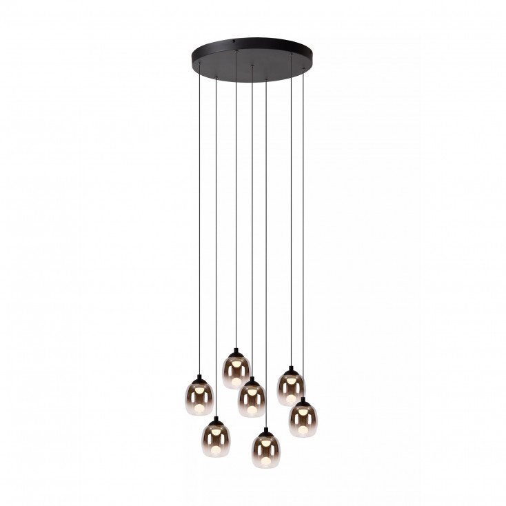 Lampada a sospensione con 7 pendenti con diffusore in vetro a LED
