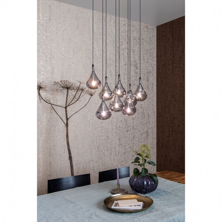 Lampada a sospensione con 8 diffusori vetro dal design moderno ed elegante