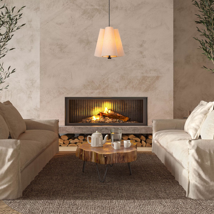 Lampada a sospensione dal design moderno con paralume in tessuto