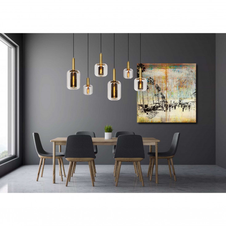 Lampada a sospensione dal design moderno lineare con 6 diffusori in vetro