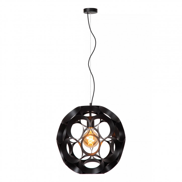 Lampada a sospensione grande con struttura e diffusore in metallo