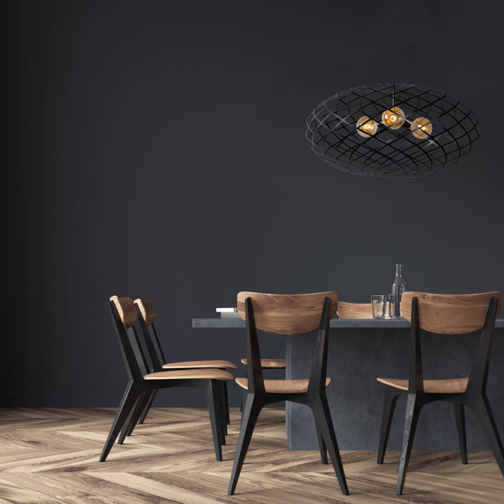 Lampadario grande moderno con struttura e paralume in metallo