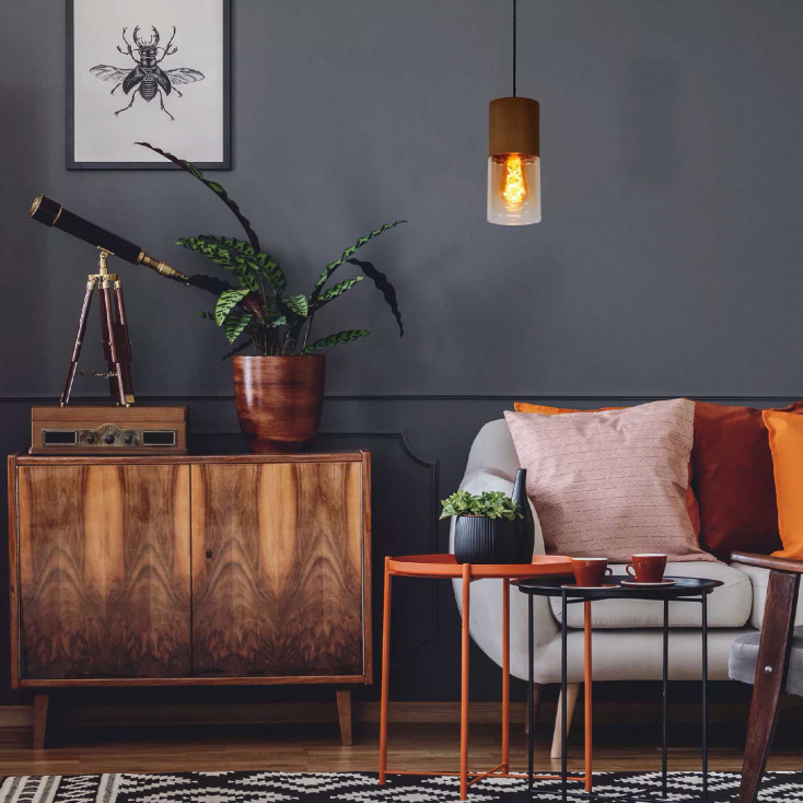 Lampada a sospensione in alluminio con singolo diffusore pendente in vetro