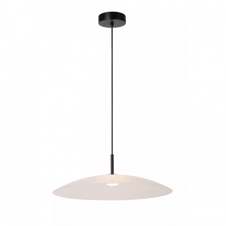 Lampada a sospensione in metallo con paralume grande in vetro dal design moderno