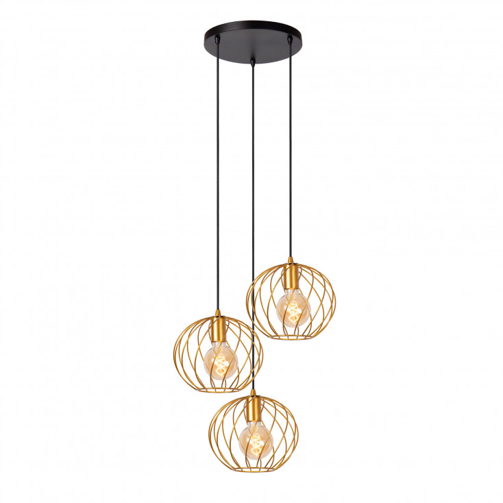 Lampada a sospensione in metallo con tre diffusori dal design moderno