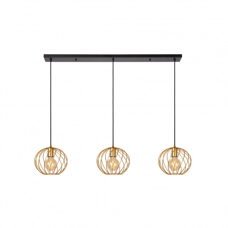 Lampada a sospensione in metallo con tre diffusori lineari dal design moderno