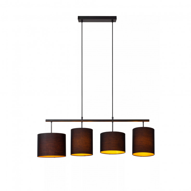 Lampada a sospensione in metallo dal design moderno con 4 diffusori in tessuto