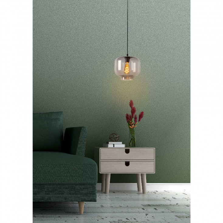 Lampada a sospensione in metallo e diffusore dal design moderno in vetro