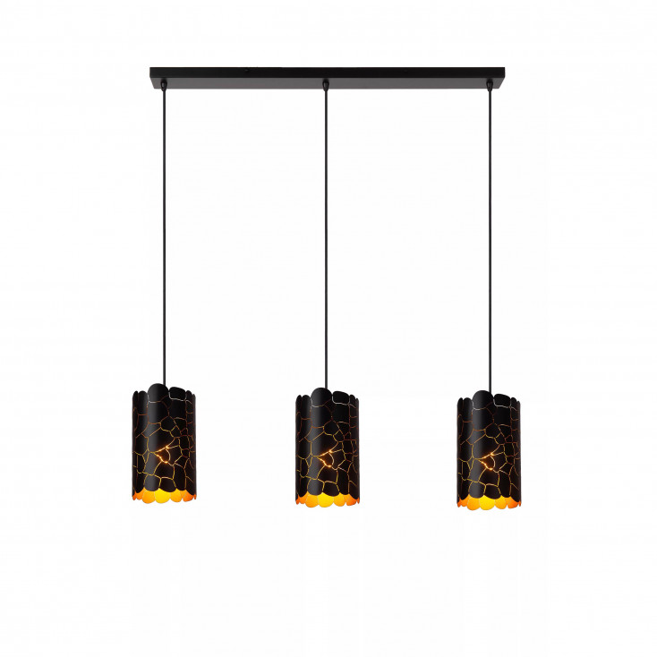 Lampada a sospensione lineare con 3 diffusori in metallo dal design moderno