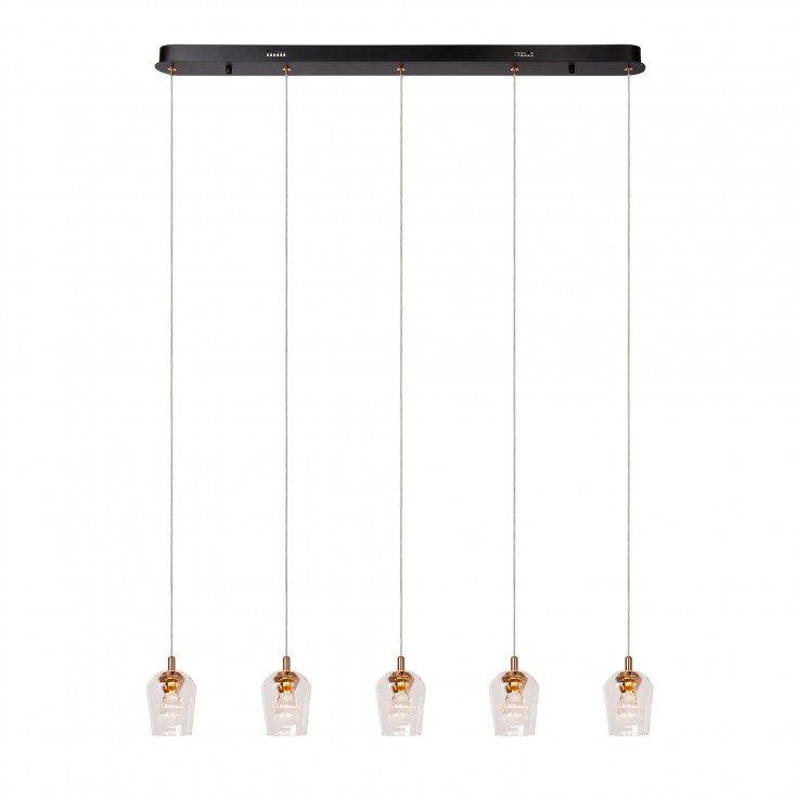 Lampada a sospensione lineare con 5 diffusori LED dimemrabili