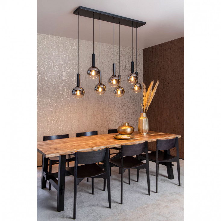 Lampada a sospensione lineare con diffusori pendenti in vetro dal design moderno