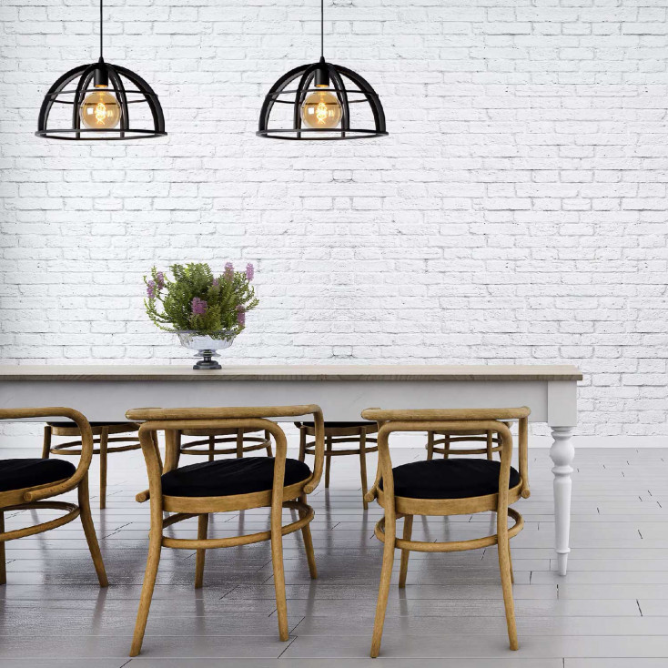 Lampada a sospensione lineare con due diffusori in metallo dal design moderno