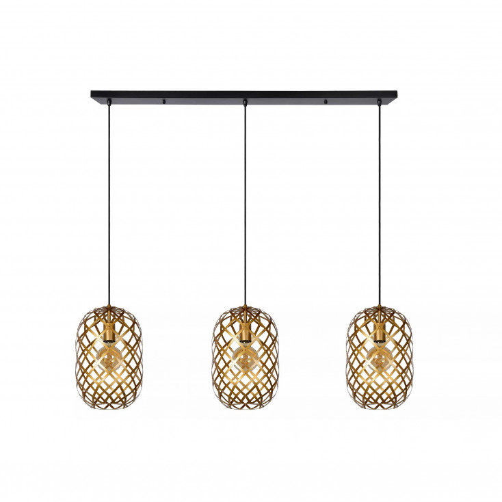 Lampada a sospensione lineare moderna con 3 diffusori pendenti in metallo