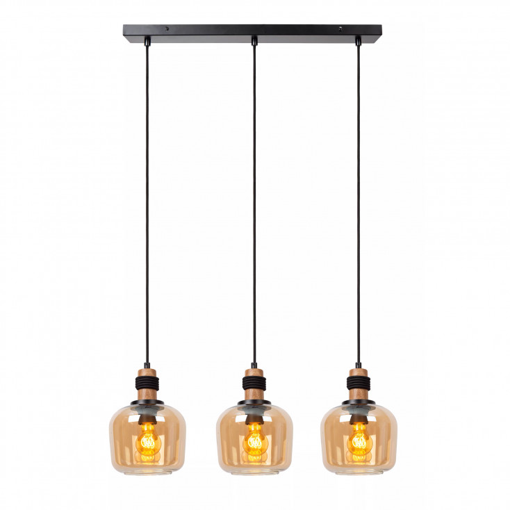 Lampada a sospensione lineare moderna con 3 diffusori pendenti in vetro