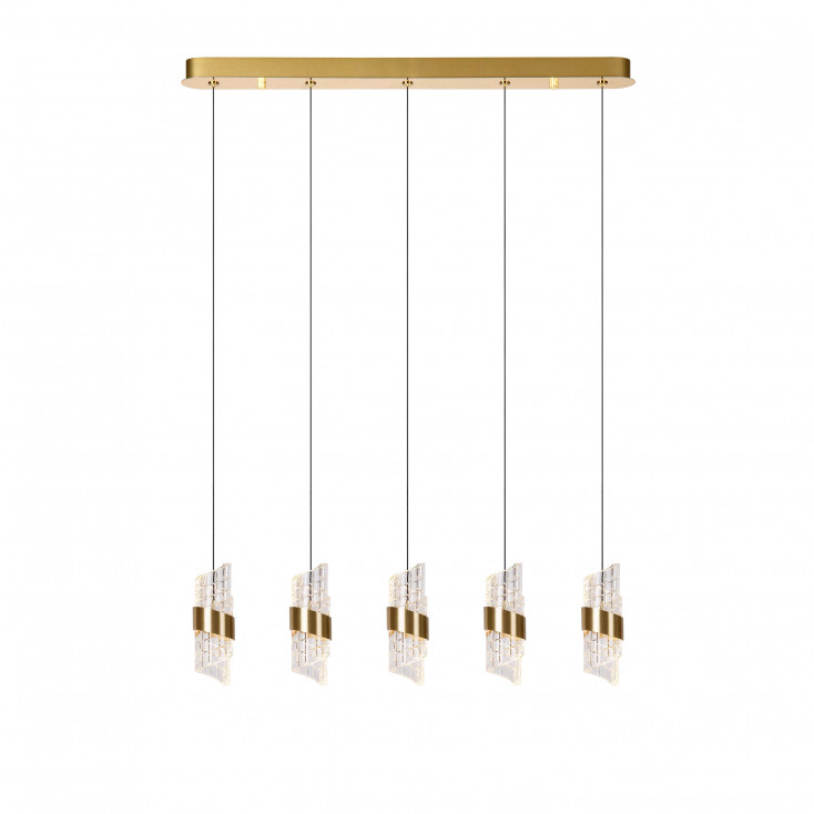 Lampada a sospensione moderna a LED con cinque diffusori lineari in acrilico