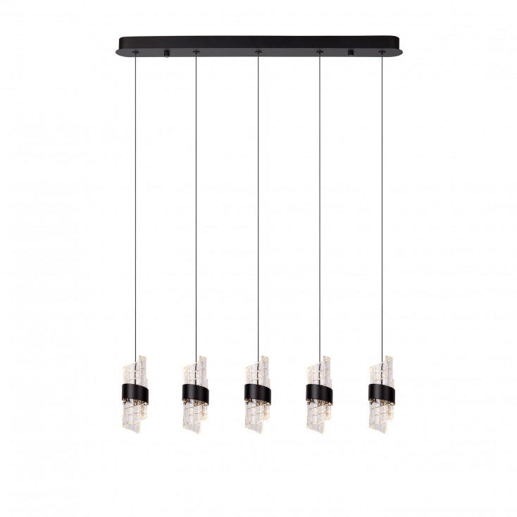 Lampada a sospensione moderna a LED con cinque diffusori lineari in acrilico