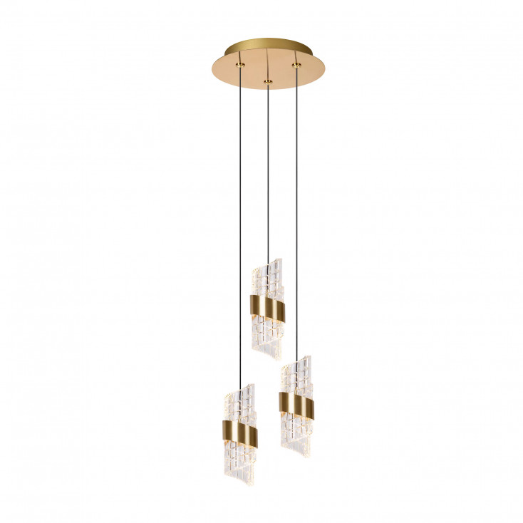 Lampada a sospensione moderna a LED con tre diffusori in acrilico