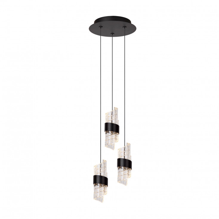 Lampada a sospensione moderna a LED con tre diffusori in acrilico