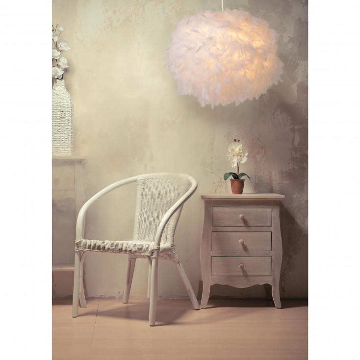 Lampada a sospensione moderna con diffusore in piuma