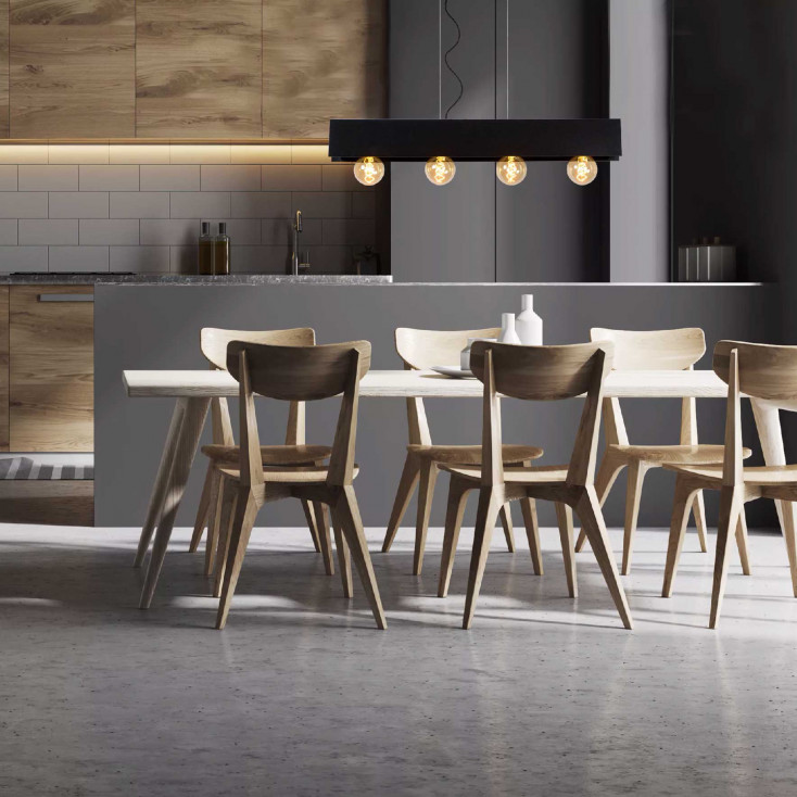 Lampada a sospensione moderna con struttura e diffusore in acciaio con 4 luci