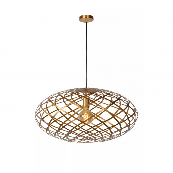 Lampada a sospensione moderna diffusore pendente in metallo ovale intrecciato