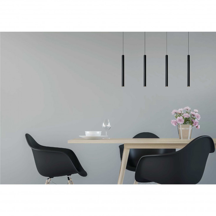 Lampada a sospensione moderna in metallo e 4 diffusori lineari a LED dimmerabile