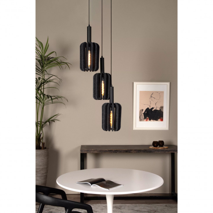 Lampada a sospensione rotonda con 3 diffusori in feltro dal design moderno