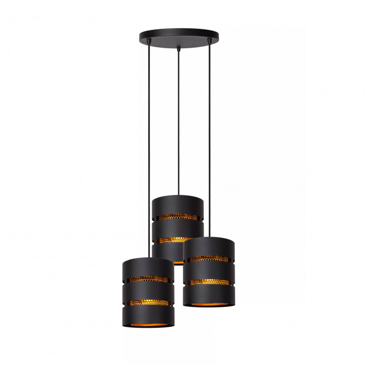 Lampada a sospensione rotonda con 3 diffusori in metallo dal design moderno