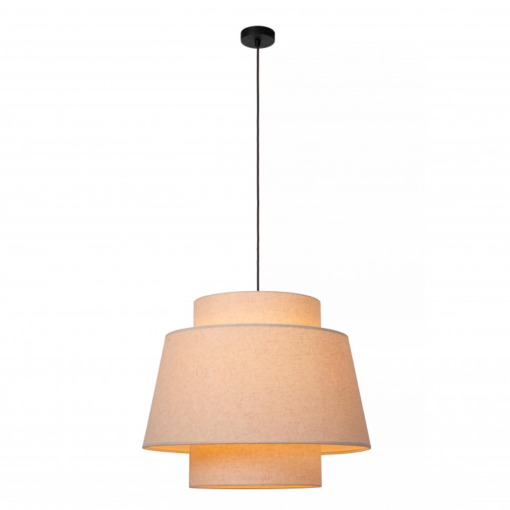 Lampada a sospensione rotonda con diffusore in tessuto dal design moderno