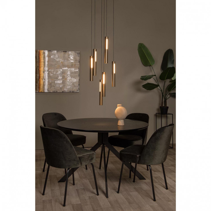 Lampada a sospensione rotonda in alluminio con 6 diffusori LED dimmerabili