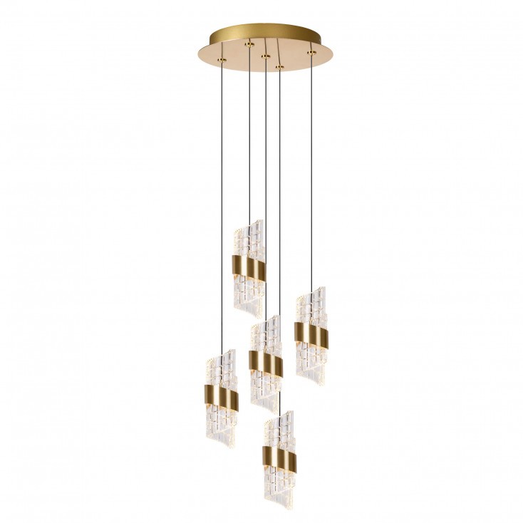 Lampada a sospensione rotonda moderna a LED con cinque diffusori in acrilico