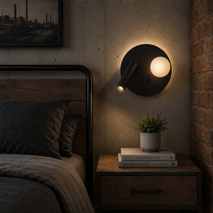 Lampada da comodino a LED con doppio diffusore e ricarica USB