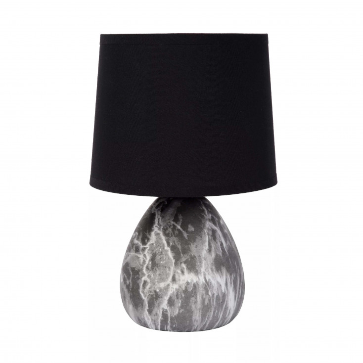 Abat-jour moderna in ceramica effetto marmo con paralume in cotone