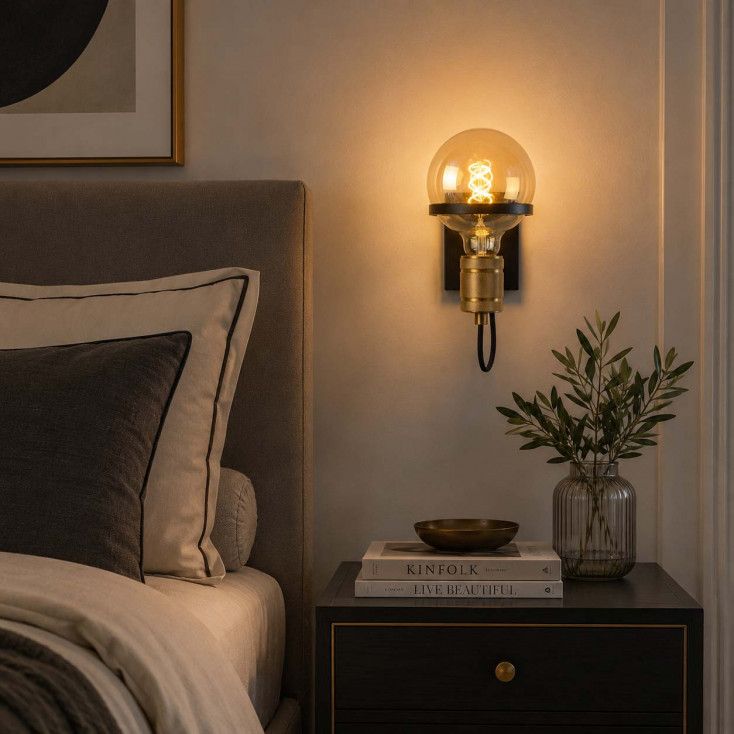 Lampada da parete con struttura in acciaio dalle linee moderne e semplici