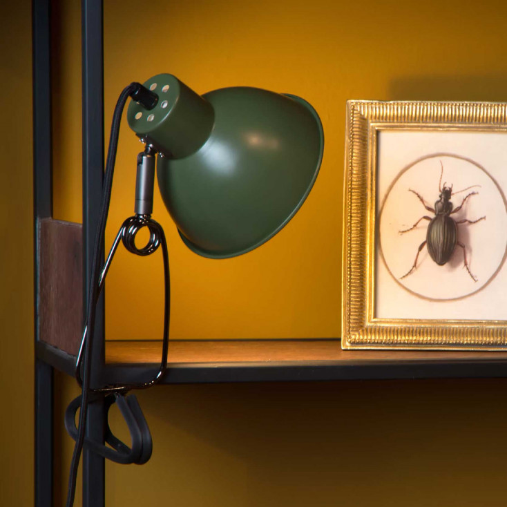 Lampada da scrivania con gancio di attacco in acciaio e diffusore orientabile