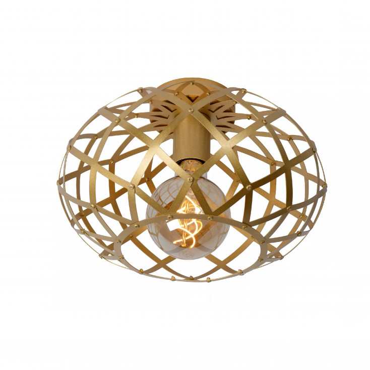 Lampada da soffitto con paralume in metallo intrecciato dal design moderno