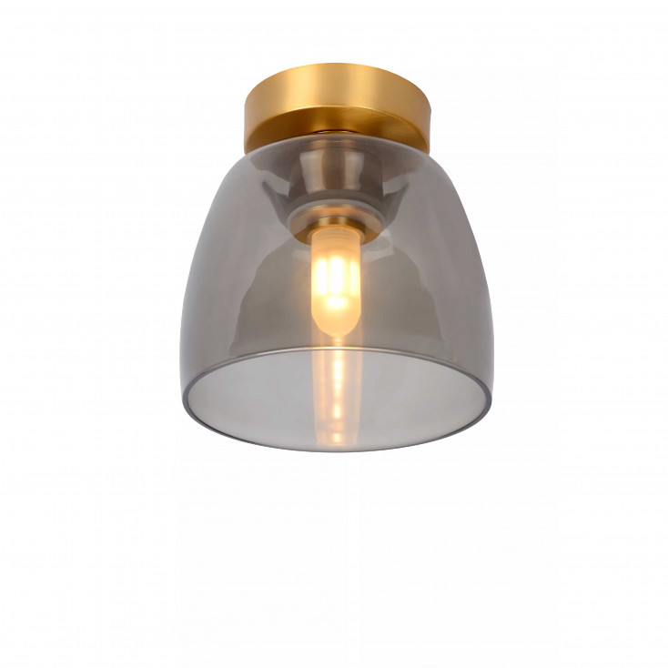 Lampada da soffitto con struttura a campana in metallo e diffusore in vetro